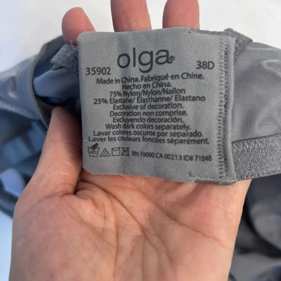 Olga Gray Non Padded Underwire Adjustable Strap Bra Size 38D - Picture 7 of 9